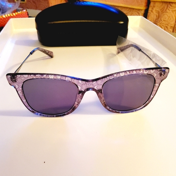 COACH LEGACY STRIPE SQUARE VIOLET/ PURPLE GLITTER SIGNATURE C  SUNGLASSES - Picture 6 of 8